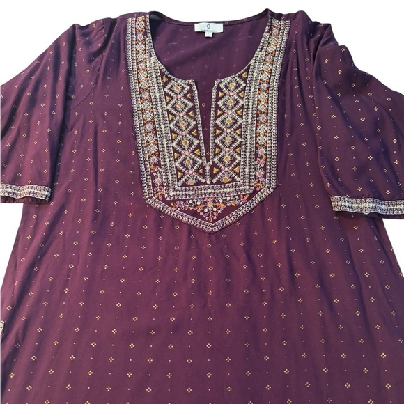 Embroidered Purple Midi Dress - Picture 2 of 4